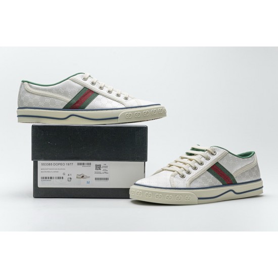 Gucci white silk sneakers 553385 DOPEO 1977