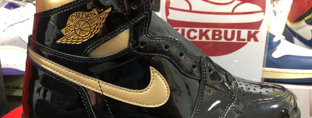 AIR JORDAN 1 HIGH OG 'BLACK GOLD' PATENT LEATHER 555088-032 Kickbulk Sneaker Camera photos reviews