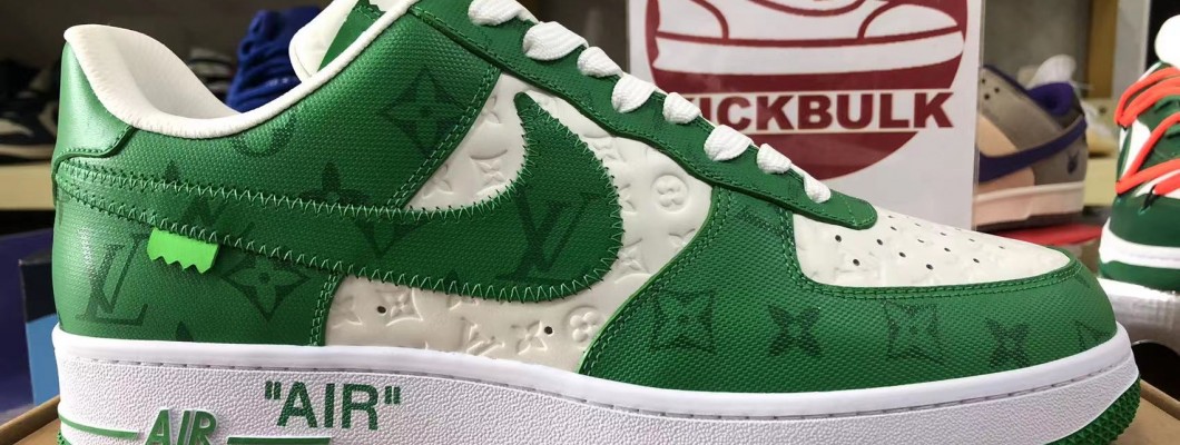 Louis Vuitton x Air Force 1 Trainer Sneaker Low Green White Kickbulk Sneaker Camera photos reviews