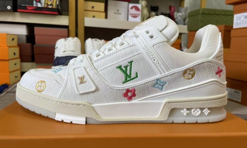 LV trainer sneakers white kickbulk shoes retail reviews