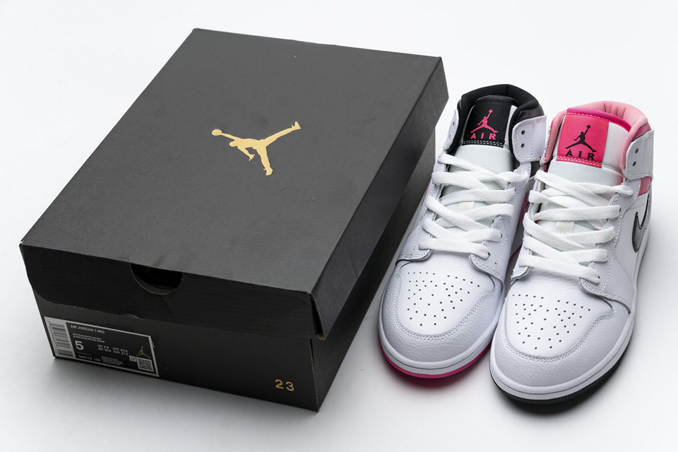 Nike Air Jordan 1 Mid White Black Hyper Pink 555112 106 4 - kickbulk.cc