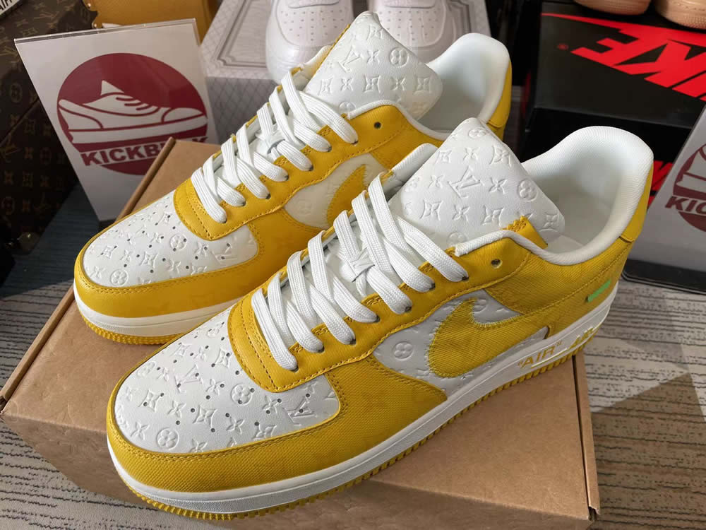 Louis Vuitton Nike Air Force 1 Yellow White Ms0232 2 - kickbulk.cc