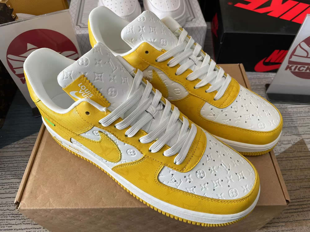 Louis Vuitton Nike Air Force 1 Yellow White Ms0232 3 - kickbulk.cc