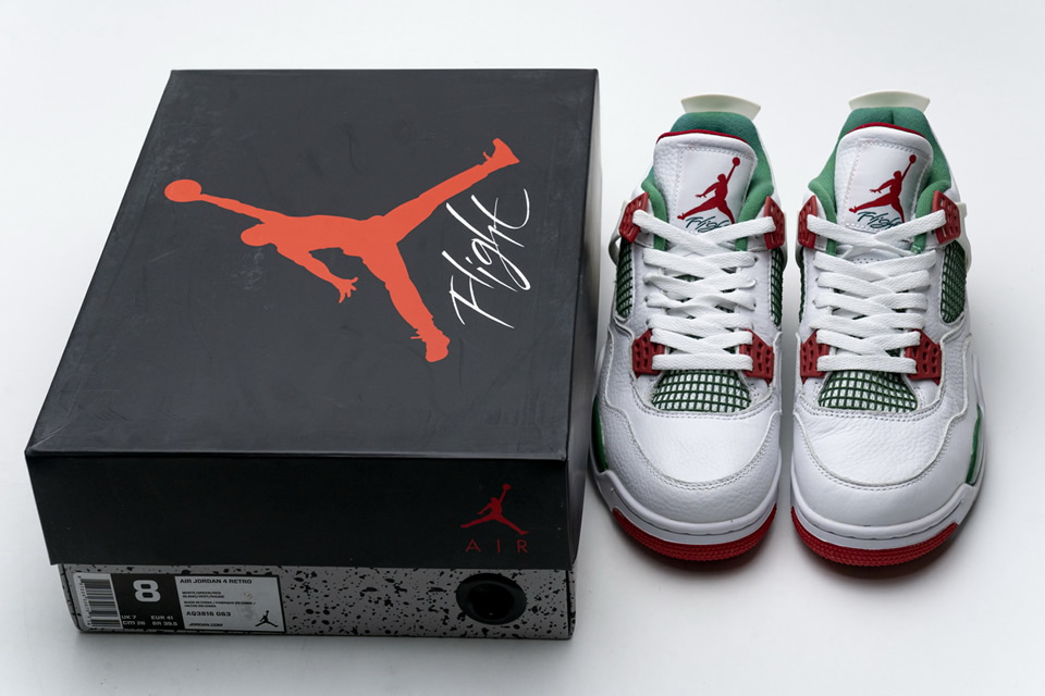 Nike Air Jordan 4 Retro White Green Red Aq3816 063 3 - kickbulk.cc